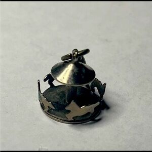 Vintage Silver-toned Moveable Carousel Charm